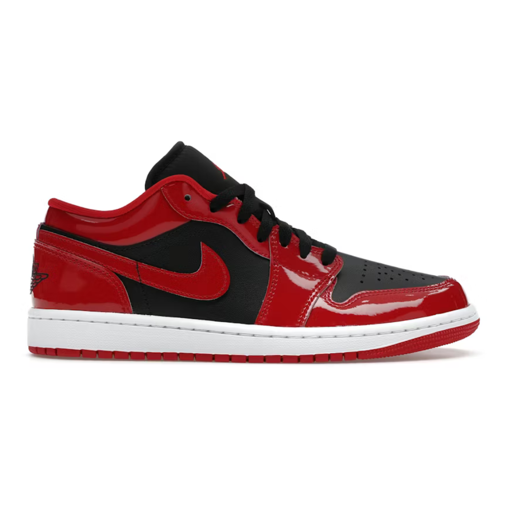 AIR JORDAN 1 LOW PATENT (BLACK/WHITE-VARSITY RED)